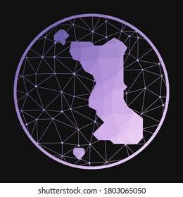 Malapascua Island icon. Vector polygonal map. Malapascua icon in geometric style. The island map with purple low poly gradient on a dark background.