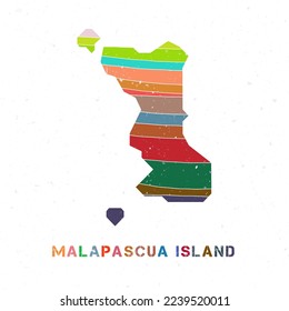 Malapascua Island map design. Shape of the island with beautiful geometric waves and grunge texture. Creative vector illustration.