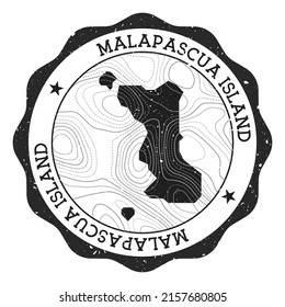 Malapascua Island outdoor stamp. Round sticker with map with topographic isolines. Vector illustration. Can be used as insignia, logotype, label, sticker or badge of the Malapascua Island.