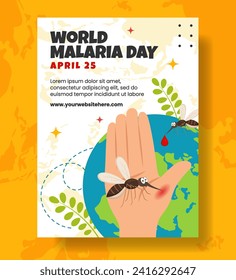 Malaria Day Vertical Poster Flat Cartoon Hand Drawn Templates Background Illustration