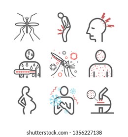 Malaria Line Icon. Infographics. Symptoms, Vector Signs For Web Graphics.