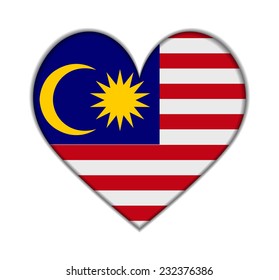 Malasya heart flag vector illustration