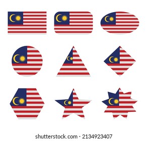 malasya set of flags with geometric shapes
