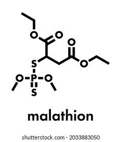 Malathion Insecticide Molecule. Used To Treat Head Lice, Body Lice, Scabies And In Agriculture. Skeletal Formula.