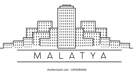 Malatya city outline icon. Elements of Turkey cities illustration icons. Signs, symbols can be used for web, logo, mobile app, UI, UX on sky background