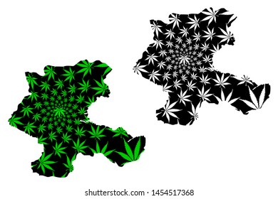 Malatya (Provinces of the Republic of Turkey) map is designed cannabis leaf green and black, Malatya ili map made of marijuana (marihuana,THC) foliage,
