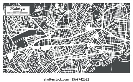 Malatya Turkey City Map in Retro Style. Outline Map. Vector Illustration. 
