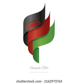 Bandera ondulada 3D abstracta de Malawi rojo negro verde negro moderno lazo de la banda de la antorcha de la antorcha de Malawi icono vector