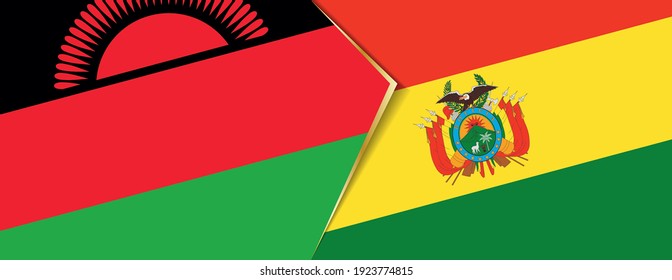 Malawi and Bolivia flags, two vector flags symbol of relationship or confrontation.