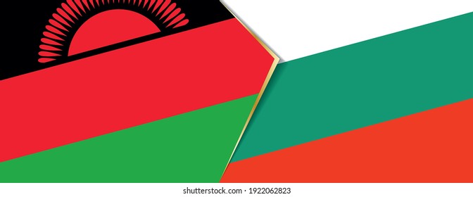 Malawi and Bulgaria flags, two vector flags symbol of relationship or confrontation.