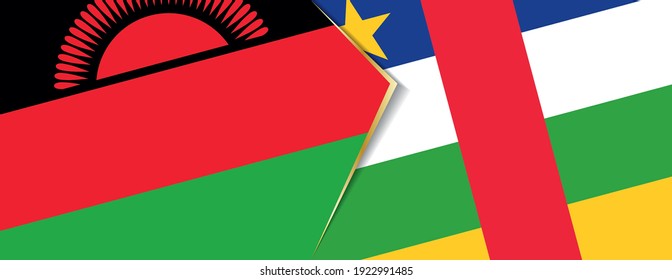 Malawi and Central African Republic flags, two vector flags symbol of relationship or confrontation.