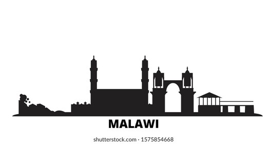 Malawi City Skyline Isolated Vector Illustration. Malawi Travel Black Cityscape