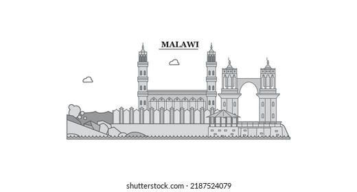 Malawi City Skyline Isolated Vector Illustration, Icons