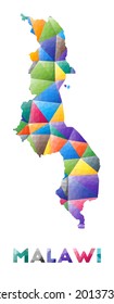 Malawi - colorful low poly country shape. Multicolor geometric triangles. Modern trendy design. Vector illustration.