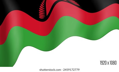 Malawi country flag realistic independence day background. Malawi commonwealth banner in motion waving, fluttering in wind. Festive patriotic HD format template for independence day