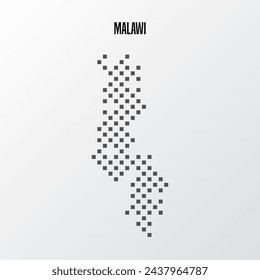 Mapa del país de Malawi hecho de un patrón abstracto de puntos en semitonos