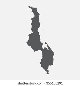 Malawi country map,border grey color. Vector EPS8