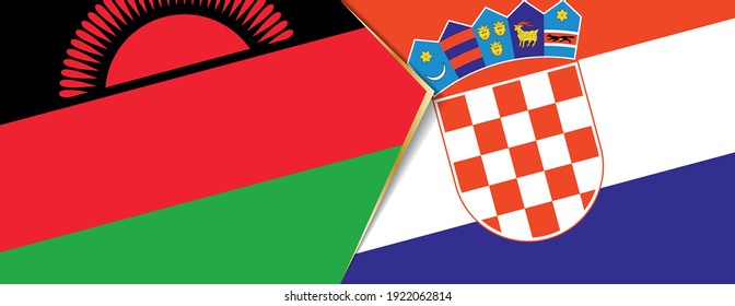 Malawi and Croatia flags, two vector flags symbol of relationship or confrontation.