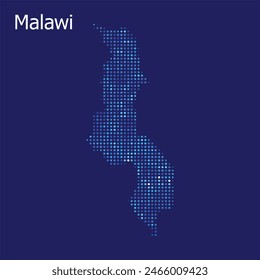 malawi dotted map with blue bg	