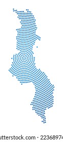 Malawi dotted map. Digital style shape of Malawi. Tech icon of the country with graduated dots. Attractive vector illustration.