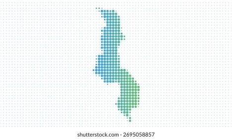 Mapa punteado de Malawi en estilo moderno de semitono, Ilustración vectorial sobre fondo blanco