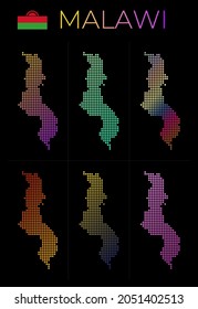 Malawi dotted map set. Map of Malawi in dotted style. Borders of the country filled with beautiful smooth gradient circles. Superb vector illustration.