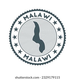 Malawi emblem. Country round stamp with shape of Malawi, isolines and round text. Artistic badge. Trendy vector illustration.