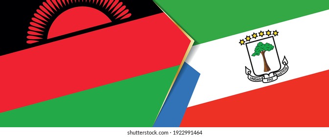 Banderas de Malawi y Guinea Ecuatorial, dos banderas vectoriales símbolo de relación o enfrentamiento.
