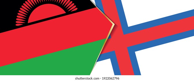 Malawi and Faroe Islands flags, two vector flags symbol of relationship or confrontation.