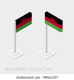 Malawi flag 3d isometric style