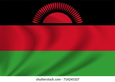 Malawi flag background with cloth texture. Malawi Flag vector illustration.