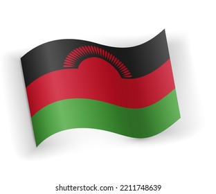 Bandera de Malawi doblada y echada sobre fondo blanco