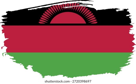 Malawi Flag Brush Stroke Design Element