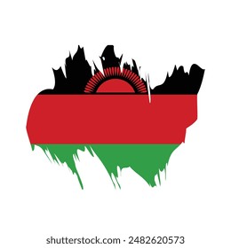 Bandera de Malawi con pinceladas grunge textura diseño. Vector