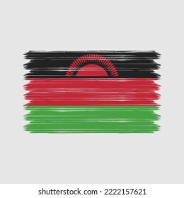 Malawi Flag Brush Strokes Painted