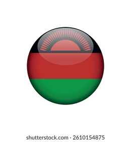 Malawi Flag Circle Button Vector Template