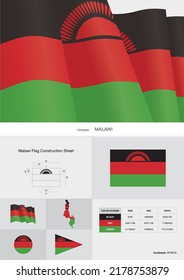 malawi flag construction sheet vector
