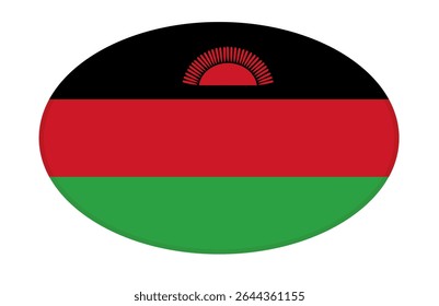 Malawi flag ellipse shaped. vector	