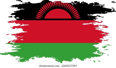 Malawi flag grunge brush color image, vector
