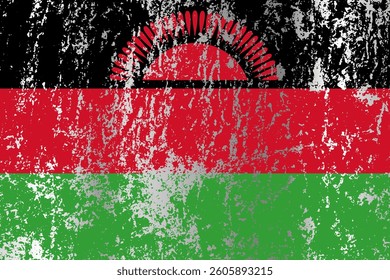 Malawi flag with grunge effect.