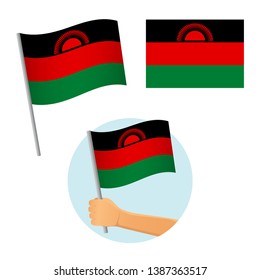 Malawi flag in hand. Patriotic background. National flag of Malawi vector illustration