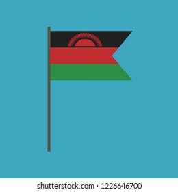 Malawi flag icon in flat design. Independence day or National day holiday concept.
