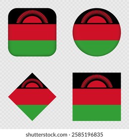 Malawi Flag Icons Pack. Vector illustration.