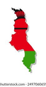 Malawi - Flag inscribed in the contour of the country. Vector illustration.