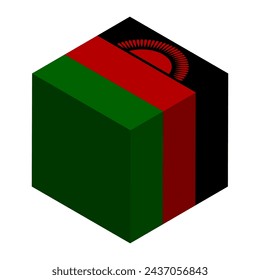 Bandera de Malawi - cubo 3D isométrico aislado sobre fondo blanco. Vector.