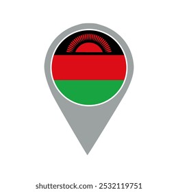 malawi flag ubicación pin, aplicación de flag, Flag on Locación Pin, Diseño gráfico, puntero de mapa, Ilustración vectorial.