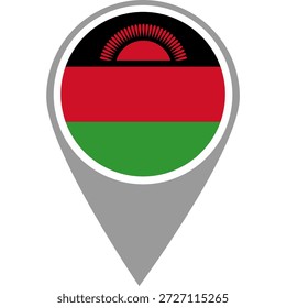 Malawi Flag Location Pin, Malawi Flag auf Location Pin, Malawi Kartenzeiger in hoher Qualität