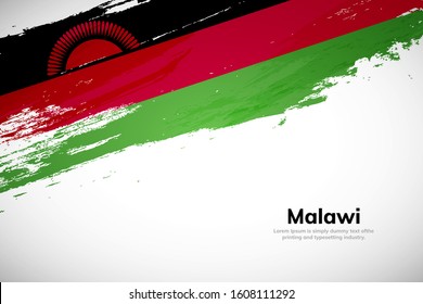 Bandera de Malawi hecha en el fondo del trazo de pincel. Día Nacional de Malawi. Icono de la bandera nacional creativa de Malawi. Fondo de la bandera de la escoba pintada de forma abstracta.