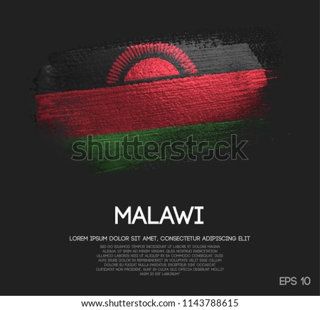 Malawi Flag Made of Glitter Sparkle Brush Paint Vector
