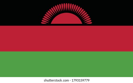 Bandera de Malawi, colores oficiales y proporción correctamente Vector